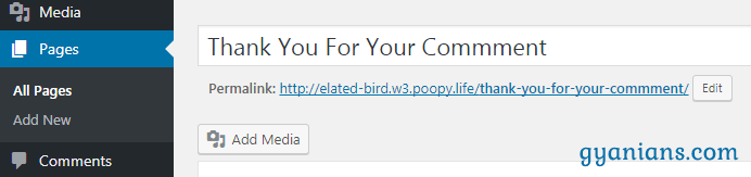 create thank you page