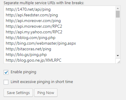 pinging settings